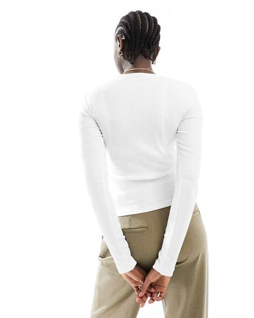 Vero Moda White Fine Rib Long Sleeved Top