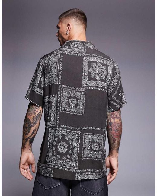 River Island Gray Short Sleeve Shirt for men