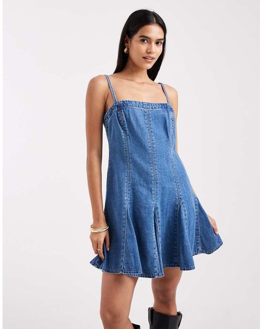 Levi's Blue Denim Pleated Mini Dress