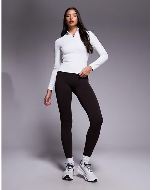 ASOS 4505 Ski & Snow Gray Asos 4505 Ski Ribbed Fleece Back Base Layer Long Sleeve 1/4 Zip Top With Thermal Treatment