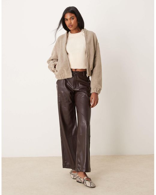 New Look Natural Textured Oversized Bomber Jacket