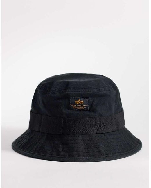 Alpha Industries Blue Logo Bucket Hat for men