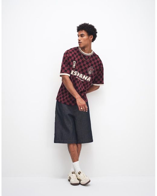 ASOS Red Oversized Tee With Fifa World Cup Spain Print for men
