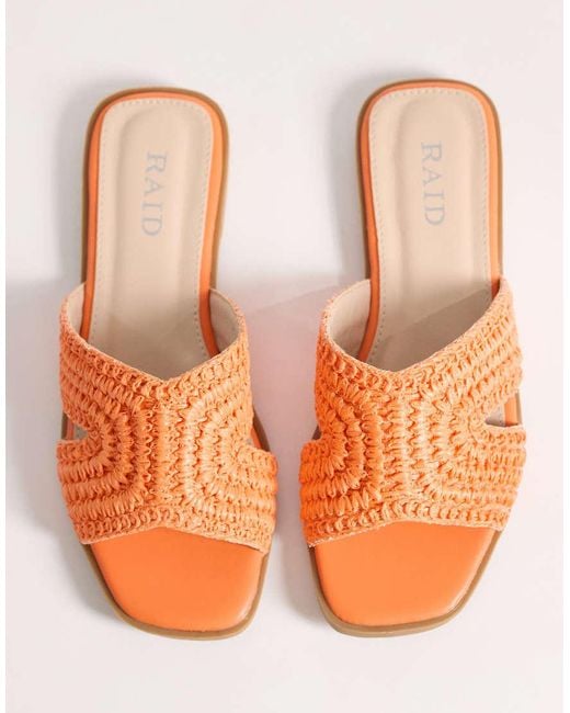 Raid Orange Coraline Flat Slide Sandals