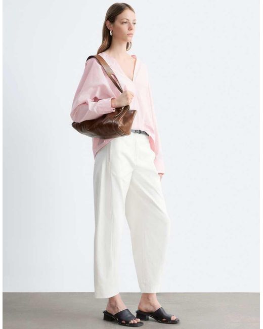 & Other Stories White Cotton Barrel Leg Trousers