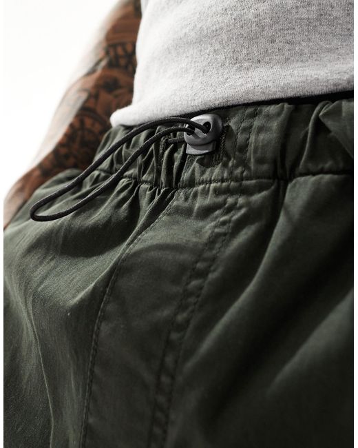Denim Project Green Parachute Twill Trousers for men