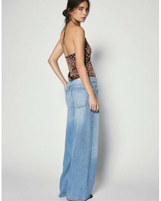 Pull&Bear Blue Satin Halter Top