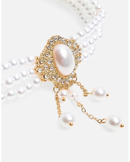 Public Desire White Pearl Choker With Diamante Detail