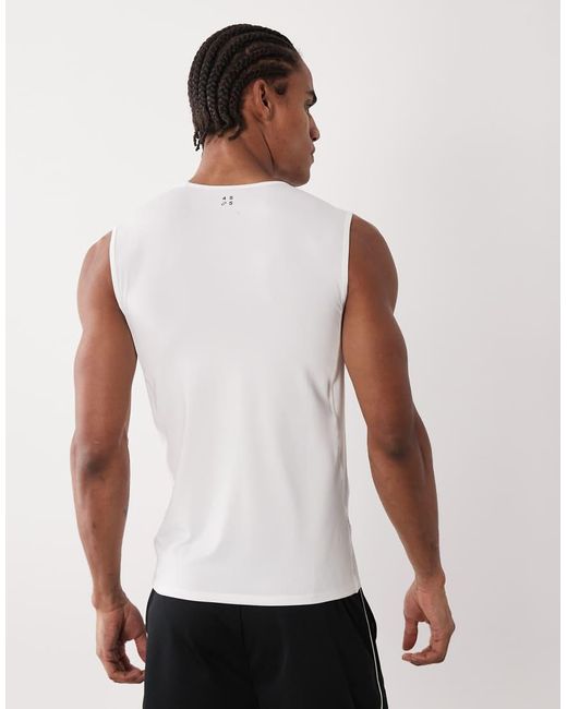 4505 White Muscle Fit Training Tank Top With Quick-dry Finish for men