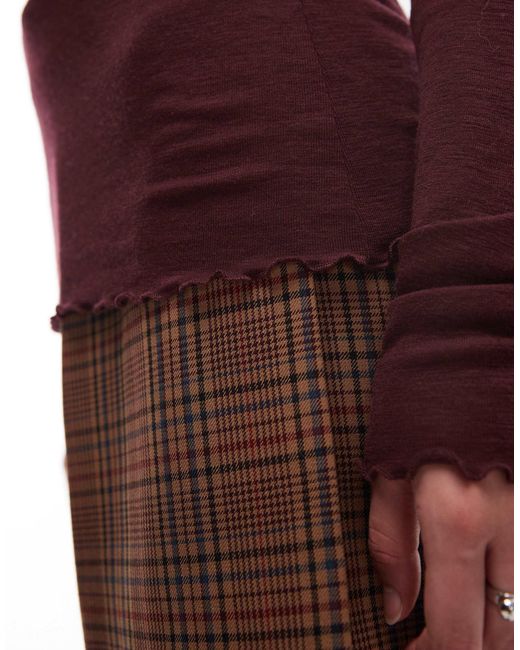 Top manches longues en laine pure avec bords ondulés et trou pour les pouces - bordeaux & Other Stories en coloris Red