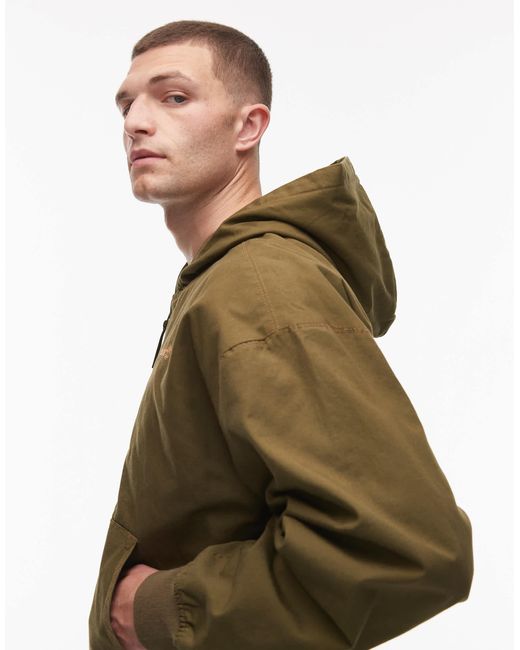 Timberland Green Washed Heavy Canvas Hooded Bomber Jacket for men