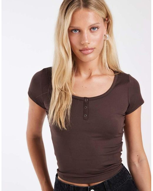 Hollister Blue Seamless V Front Button Up T-shirt