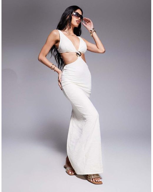 South Beach Multicolor Knit Maxi Cut Out Beach Dress