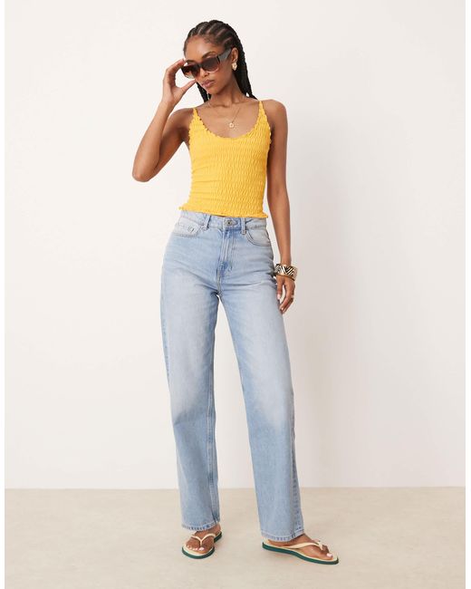 Free People Yellow Pucker Up Seamless Strappy Top