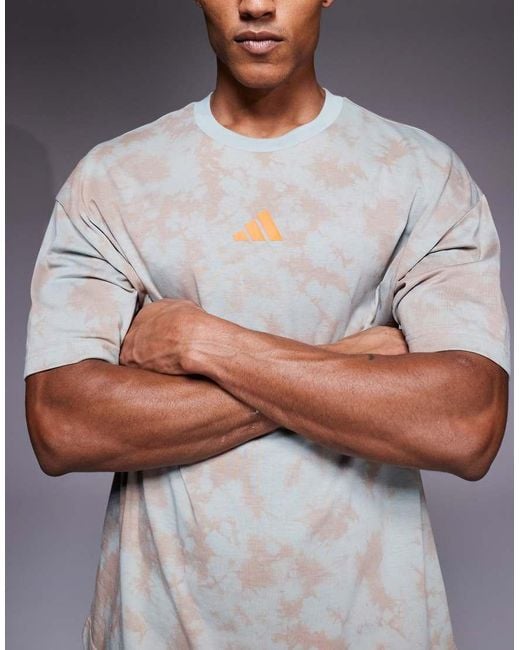 Adidas Originals Gray Adidas Training T-Shirt With Noodle Legs Back Print for men