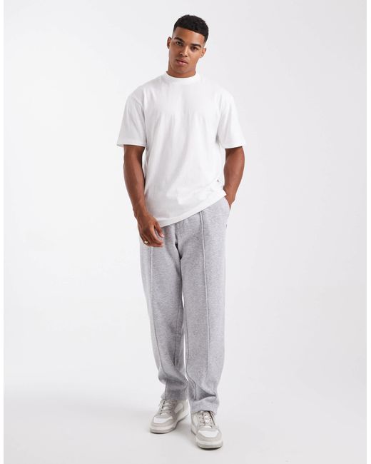 Jack & Jones Gray Wide Leg jogger With Pintuck for men