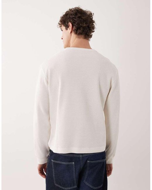 ARKET White Waffle Long Sleeve T-shirt for men