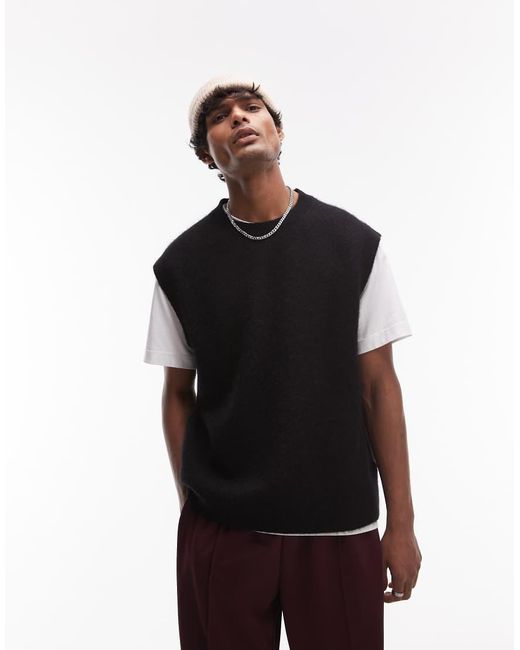ARKET Black Alpaca Blend Knitted Crew Neck Vest for men