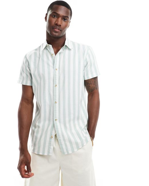 Jack & Jones White Oxford Stripe Shirt for men