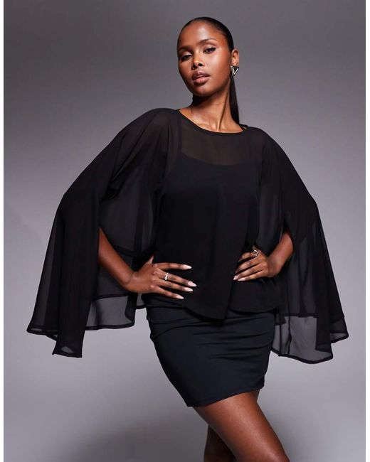 ASOS Blue Chiffon Cape Detail Mini Dress
