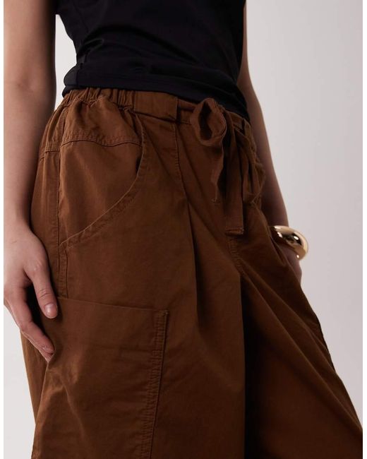 ASOS Brown Asos Design Petite Pull On Barrel Trousers