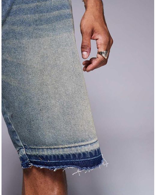 Pantaloncini Di Jeans Comodi Lavaggio Medio Con Fondo Grezzo di Good For Nothing in Gray da Uomo