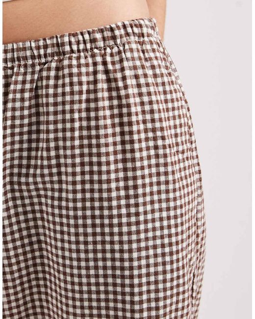 Gap Brown Checked Pull On Linen Mix Trouser