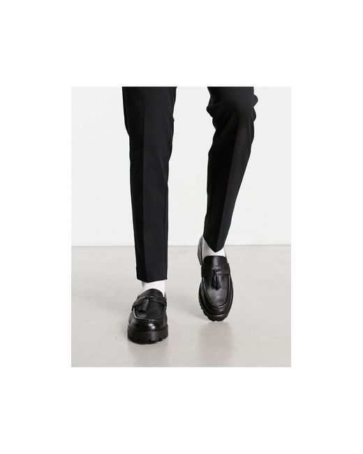Walk London Sean - Loafers Van Gewalst Leer Met Kwastje En Dikke Zool in  het Zwart voor heren | Lyst NL