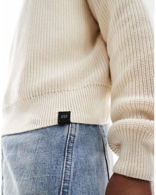 Pull&Bear Natural 1/4 Zip Knitted Jumper for men