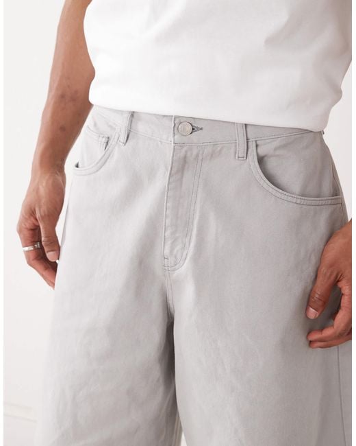 Reclaimed (vintage) – longline-oversize-jorts aus denim in Gray für Herren