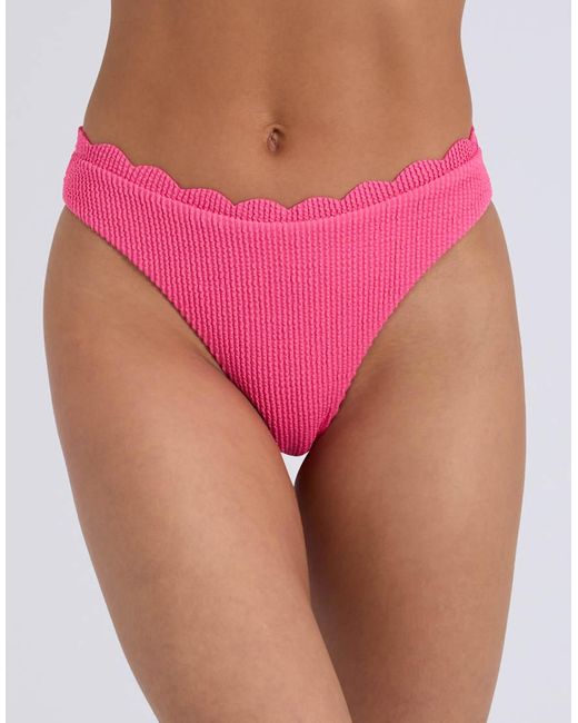 Boux Avenue Pink Kiri Scalloped Brief Bikini Bottoms Summer Ribbed Swimwear