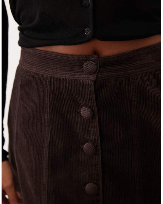 Nobody's Child Petite Black Chelsea Cord Pleat Detail Button-through Mini Skirt