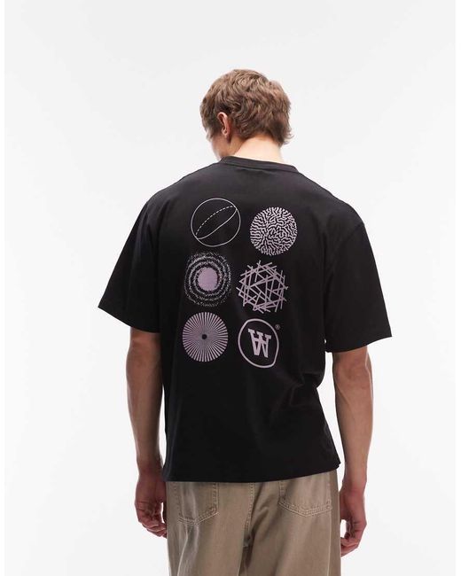 DOUBLE A by WOOD WOOD Black Liam Back Print T-shirt for men