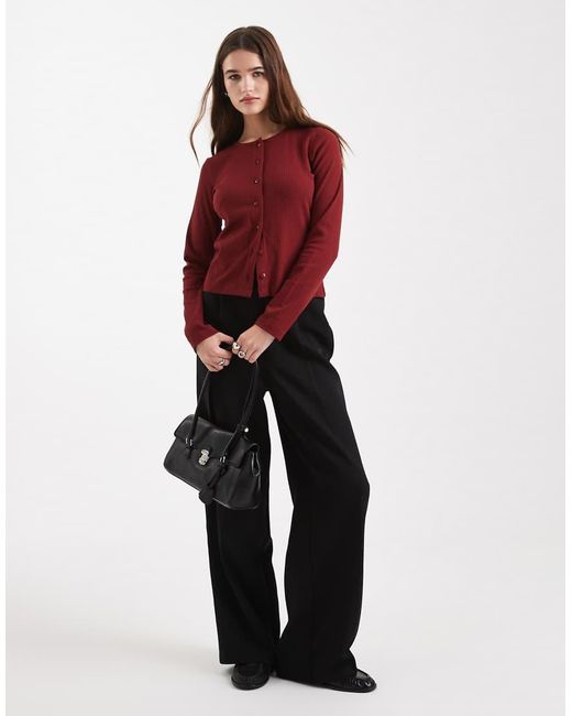 Brave Soul Red Button Down Long Sleeve Top