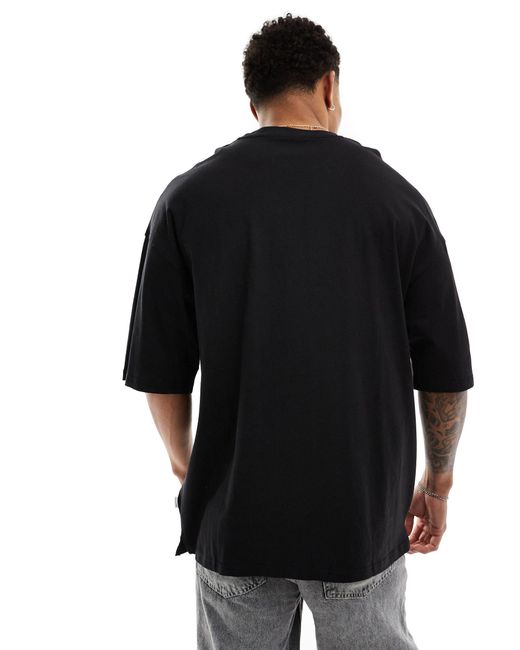 T-shirt nera super oversize di Jack & Jones in Black da Uomo
