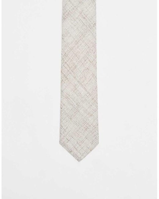 ASOS White Linen Textured Tie for men