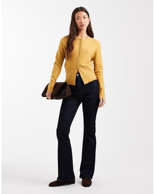 New Look Blue Dome Button Crew Neck Cardigan