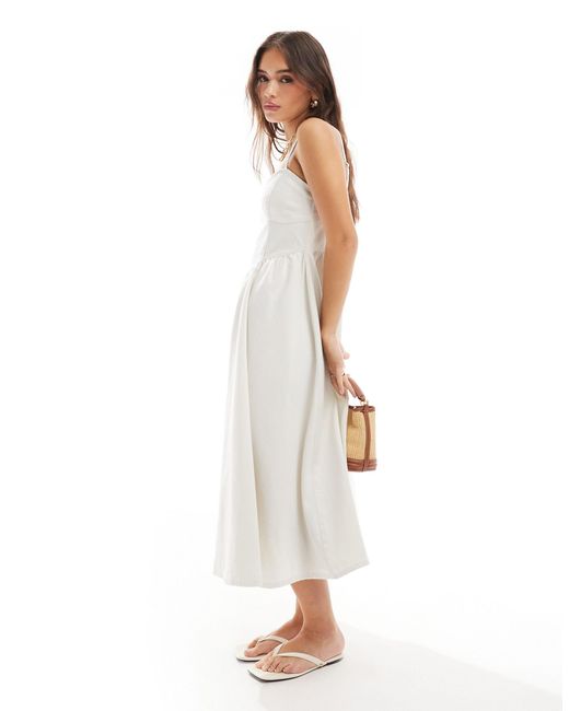 ASOS White Soft Denim Cami Midi Dress