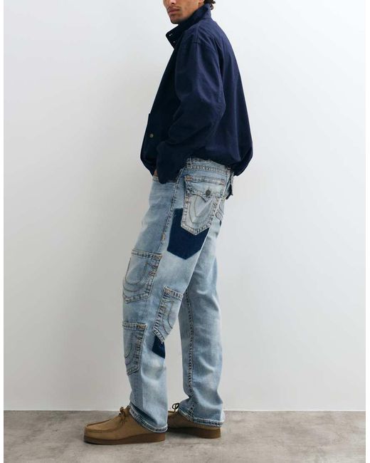True Religion Blue Loose Fit Bobby Super T Flap Pocket Jeans for men