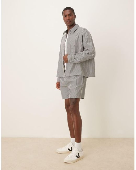 ASOS Gray Co-ord Boxy Oversized Stripe Shirt for men