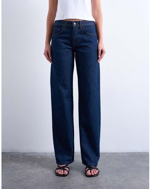TOPSHOP Blue Ember Low Rise Straight Leg Jean