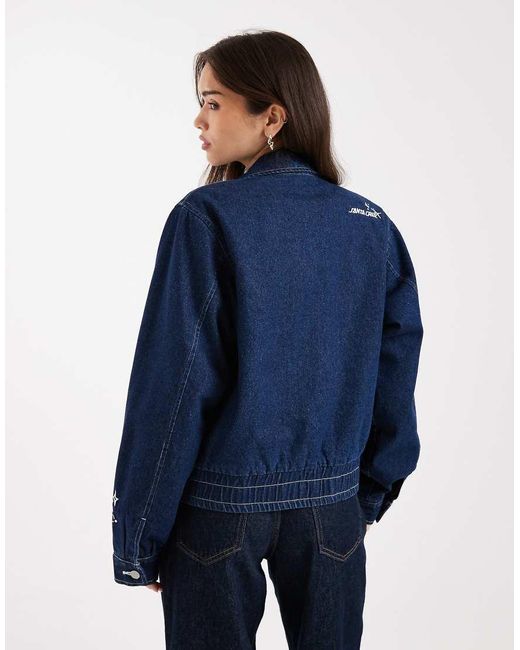 Santa Cruz Blue Denim Zip Up Bomber Jacket