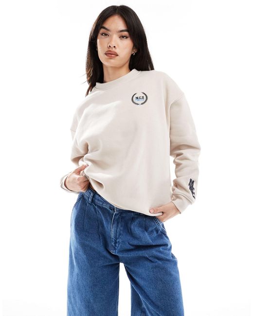 Cotton On Blue Classic Fleece Graphic Crew Sweatshirt