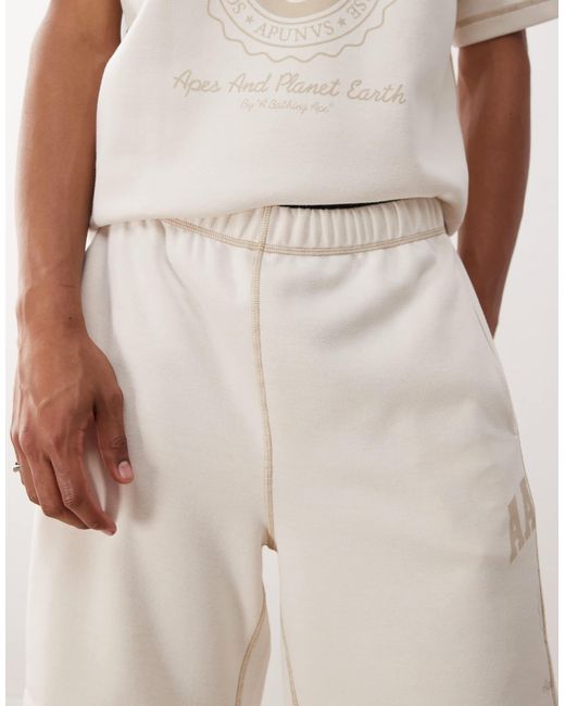 Aape By A Bathing Ape Natural Aape By A Bathing Ape Reversible Logo Sweatshirt Fabric Shorts for men