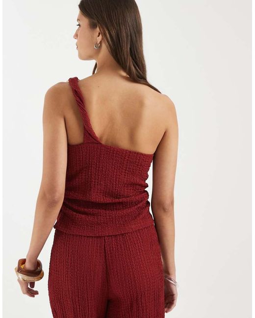 ONLY Red Asymetric Crinkled Textu Top