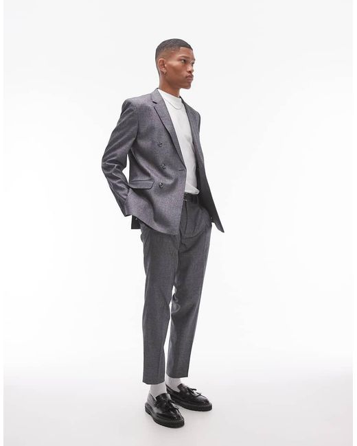 Topman Gray Slim Cross Hatch Suit Jacket for men