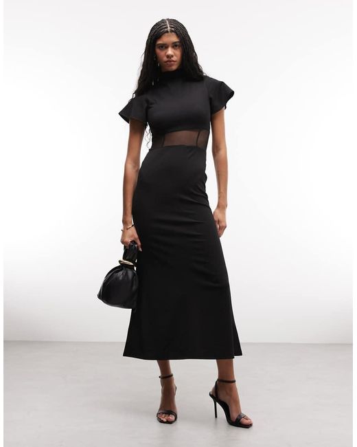 ASOS White Maxi Dress With Mesh Corset Seam Detail