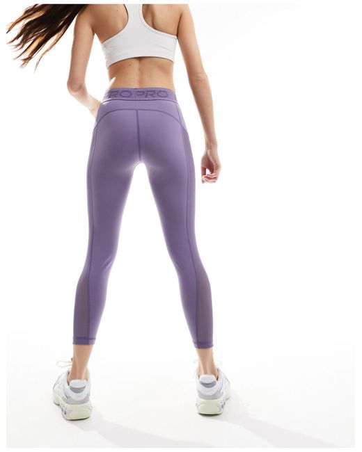 Nike Purple Nike Pro Training Dri-fit Mid Rise 7/8s Mesh leggings