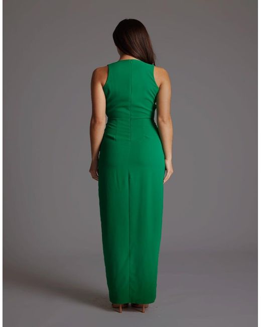 Vesper Green Wrap Front Maxi Dress With Thigh Split