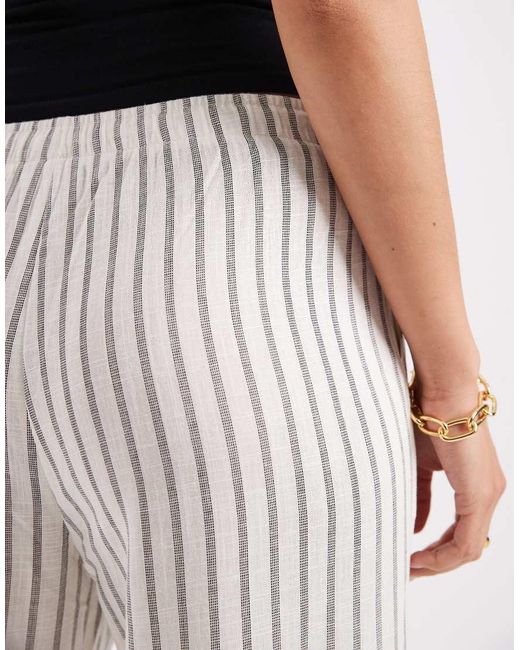 Vero Moda White Linen Touch Wide Leg Pants With Drawstring Waist